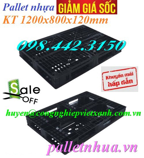 Pallet nhựa đen kt 1200x800x120mm
