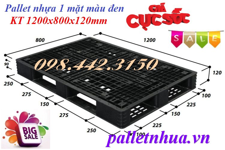 Pallet nhựa 1200x800x120mm