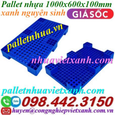 Pallet nhựa 1000x600x100mm - xanh dương - nhựa nguyên sinh