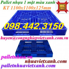 Pallet nhựa 1100x1100x125mm - nhựa nguyên sinh - màu xanh dương