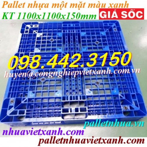 Pallet nhựa xanh 1100x1100x150mm nhựa nguyên chất