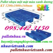 Pallet nhựa 1200x1000x160mm xanh dương