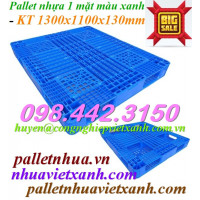Pallet nhựa 1300x1100x130mm - nhựa nguyên sinh - màu xanh dương