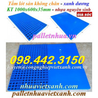 Tấm lót sàn không chân 1000x600x35mm - xanh dương - nhựa nguyên sinh
