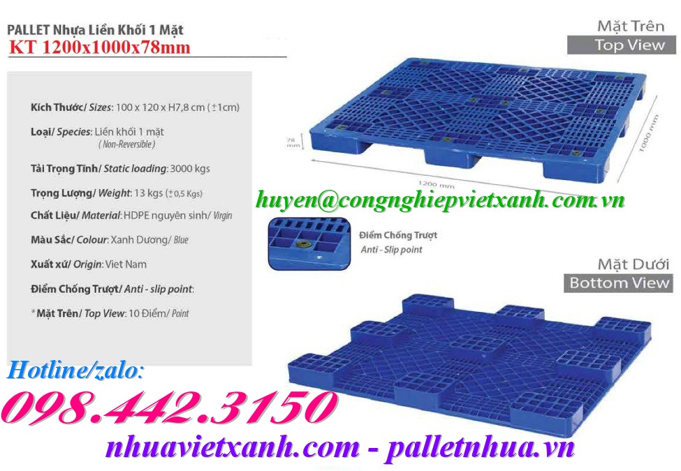 Pallet Nhựa Việt Xanh, thùng nhựa, khay nhựa, tấm lót nhựa