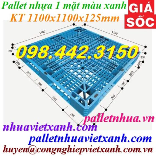 Pallet nhựa 1100x1100x125mm xanh nhạt
