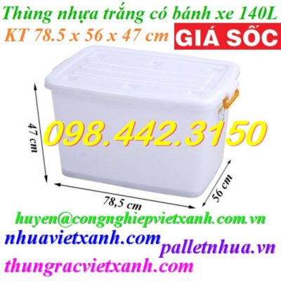 Thùng vuông 140L có bánh xe