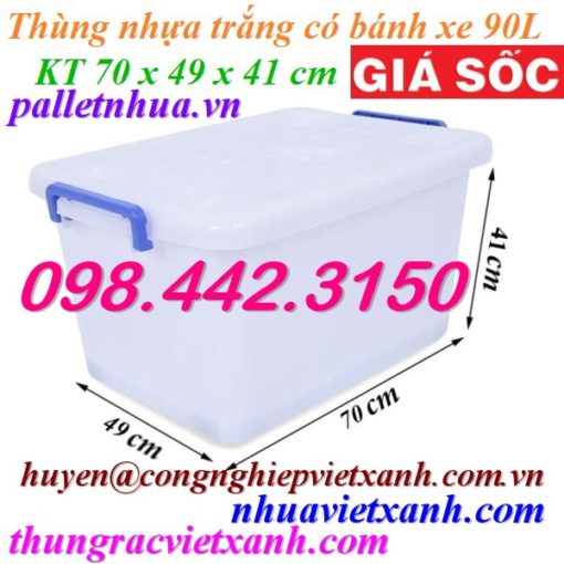 Thùng vuông 90L có bánh xe