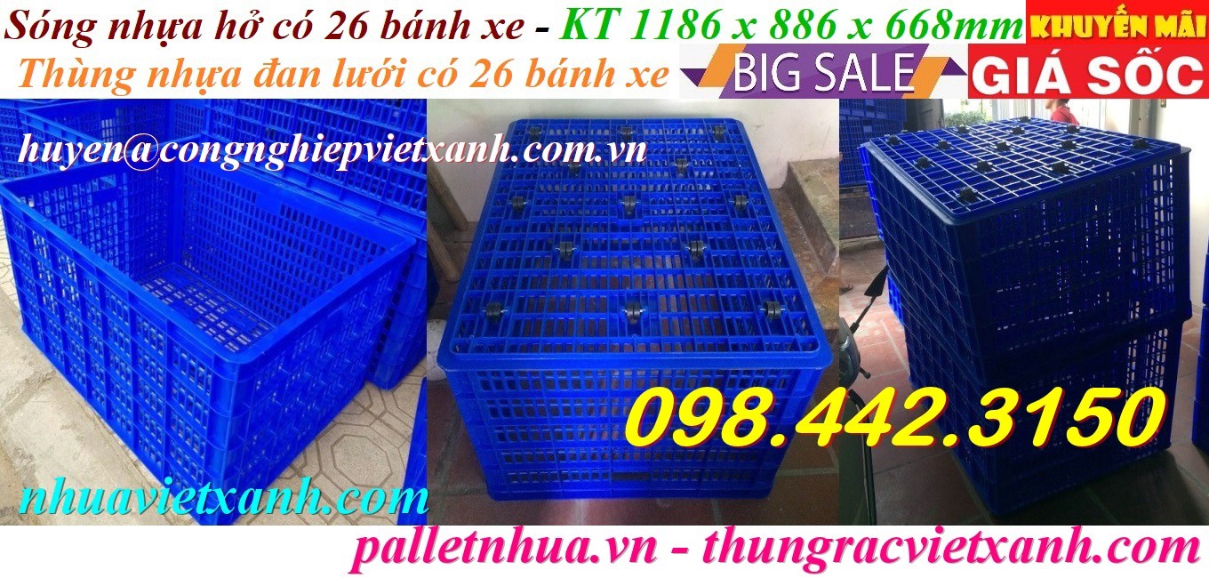 Pallet Nhựa Việt Xanh, thùng nhựa, khay nhựa, tấm lót nhựa