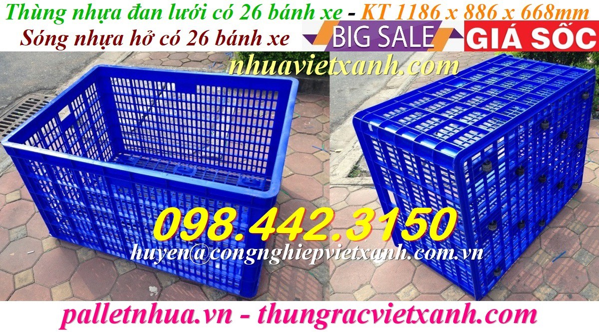 Pallet Nhựa Việt Xanh, thùng nhựa, khay nhựa, tấm lót nhựa