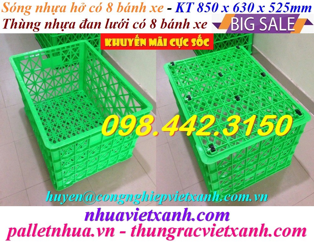 Pallet Nhựa Việt Xanh, thùng nhựa, khay nhựa, tấm lót nhựa