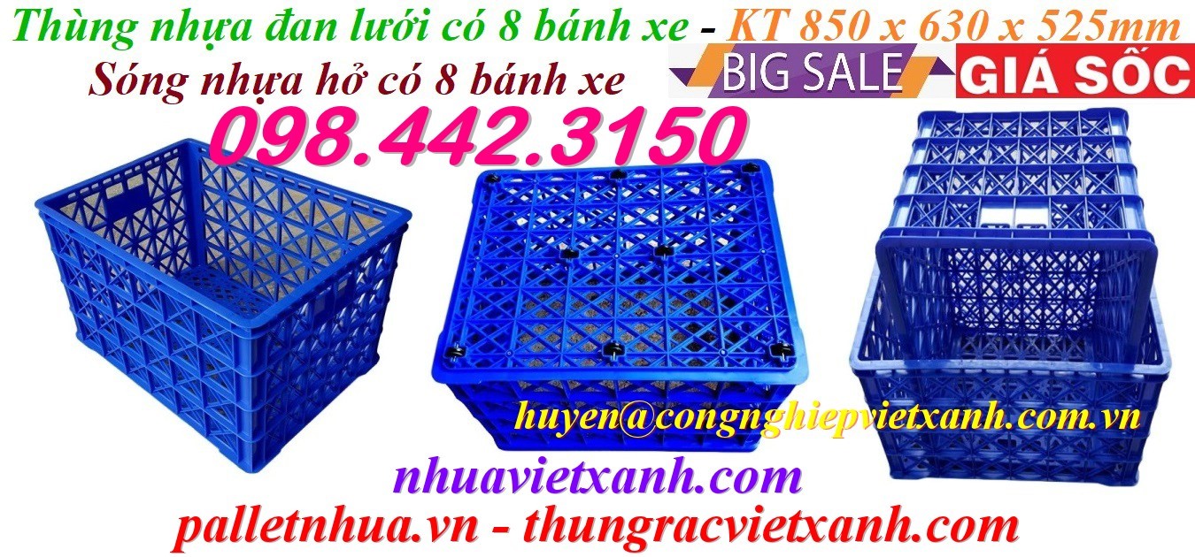 Pallet Nhựa Việt Xanh, thùng nhựa, khay nhựa, tấm lót nhựa