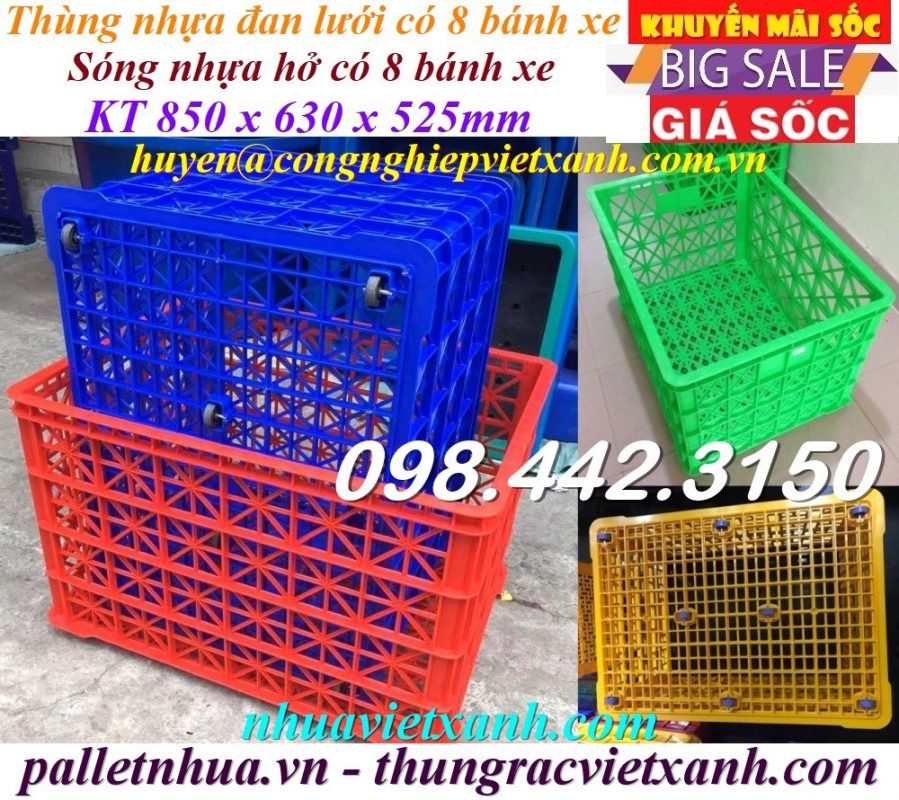 Pallet Nhựa Việt Xanh, thùng nhựa, khay nhựa, tấm lót nhựa