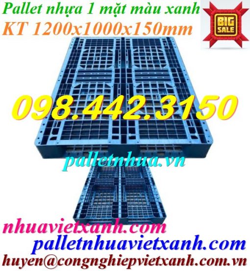 Pallet nhựa 1200x1000x150mm xanh