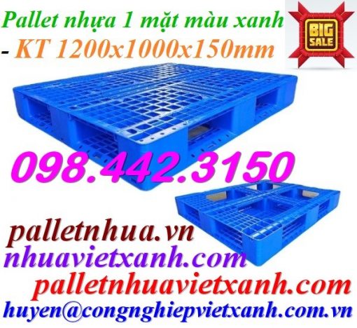Pallet nhựa 1200x1000x150mm xanh dương