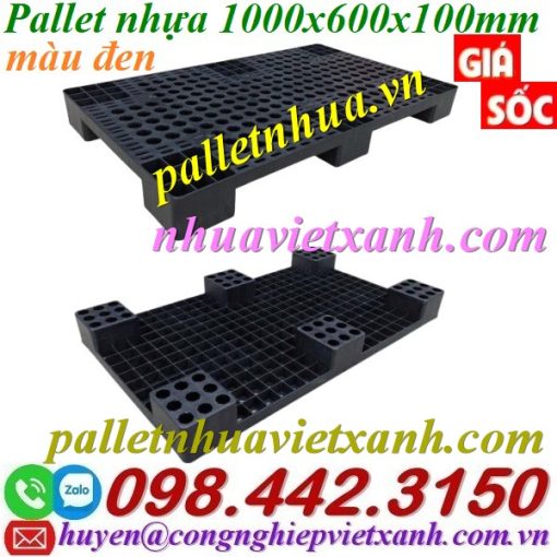 Pallet nhựa 1000x600x100mm màu đen
