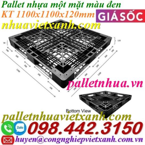 Pallet nhựa 1100x1100x120mm màu đen
