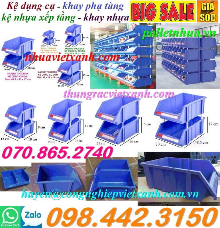 Pallet Nhựa Việt Xanh, thùng nhựa, khay nhựa, tấm lót nhựa