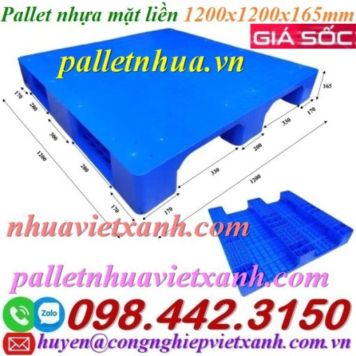 Pallet nhựa 1200x1200x165mm mặt liền