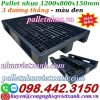 Pallet nhựa 1200x800x150mm 3 đường thẳng màu đen