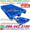 Pallet nhựa 1200x800x150mm 3 đường thẳng xanh dương