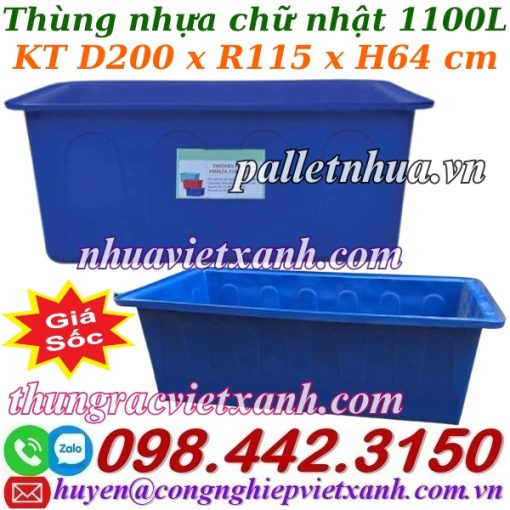 Thùng nhựa chữ nhật 1100L