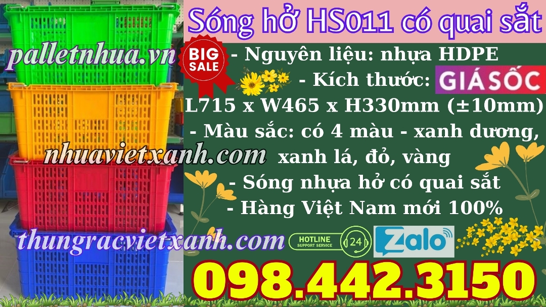Pallet Nhựa Việt Xanh, thùng nhựa, khay nhựa, tấm lót nhựa