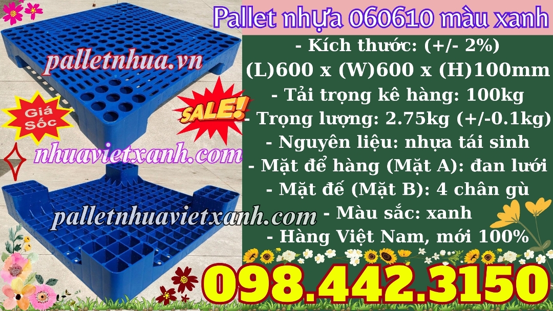 Pallet Nhựa Việt Xanh, thùng nhựa, khay nhựa, tấm lót nhựa