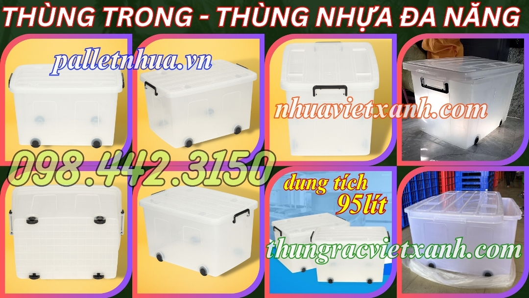 Thùng nhựa trắng 95L