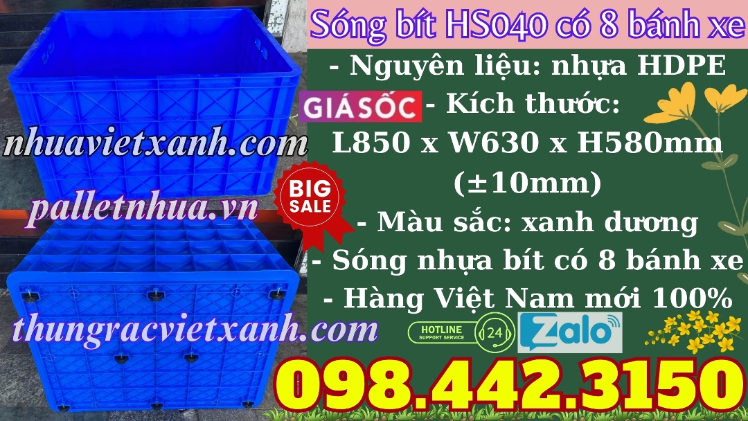 Pallet Nhựa Việt Xanh, thùng nhựa, khay nhựa, tấm lót nhựa