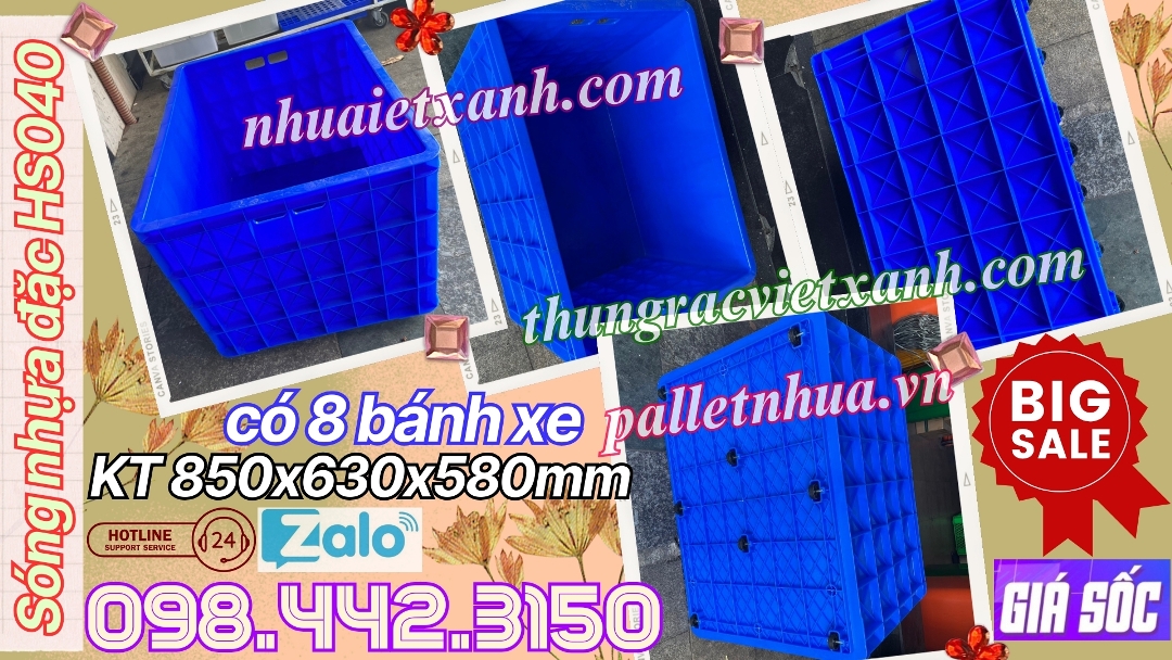 Pallet Nhựa Việt Xanh, thùng nhựa, khay nhựa, tấm lót nhựa