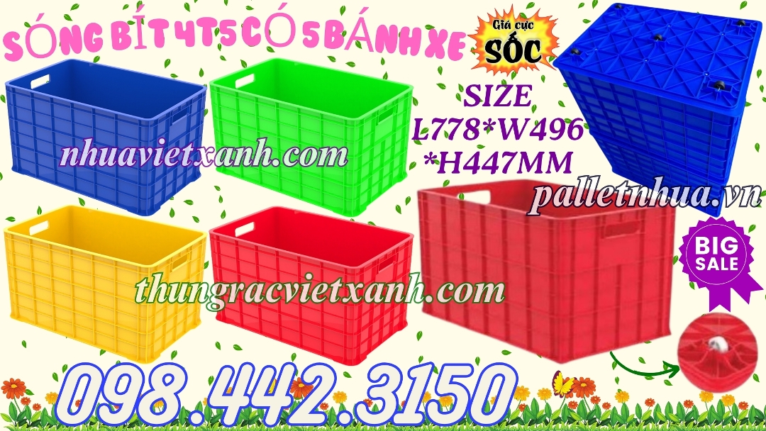 Pallet Nhựa Việt Xanh, thùng nhựa, khay nhựa, tấm lót nhựa