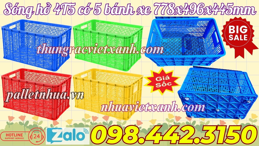 Pallet Nhựa Việt Xanh, thùng nhựa, khay nhựa, tấm lót nhựa