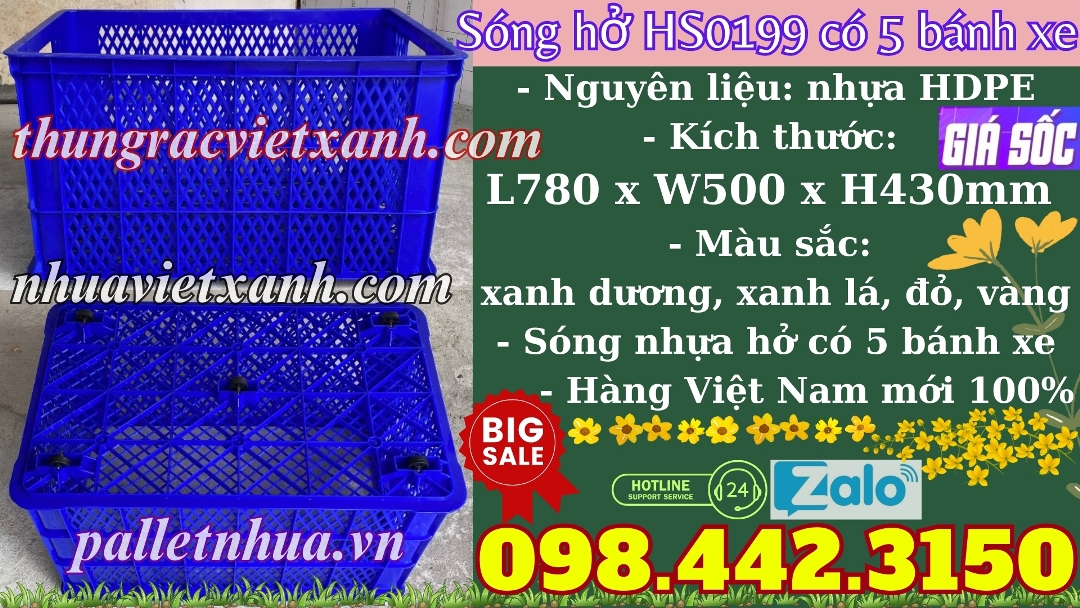 Pallet Nhựa Việt Xanh, thùng nhựa, khay nhựa, tấm lót nhựa