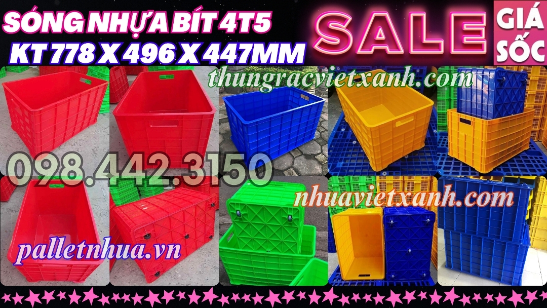 Pallet Nhựa Việt Xanh, thùng nhựa, khay nhựa, tấm lót nhựa
