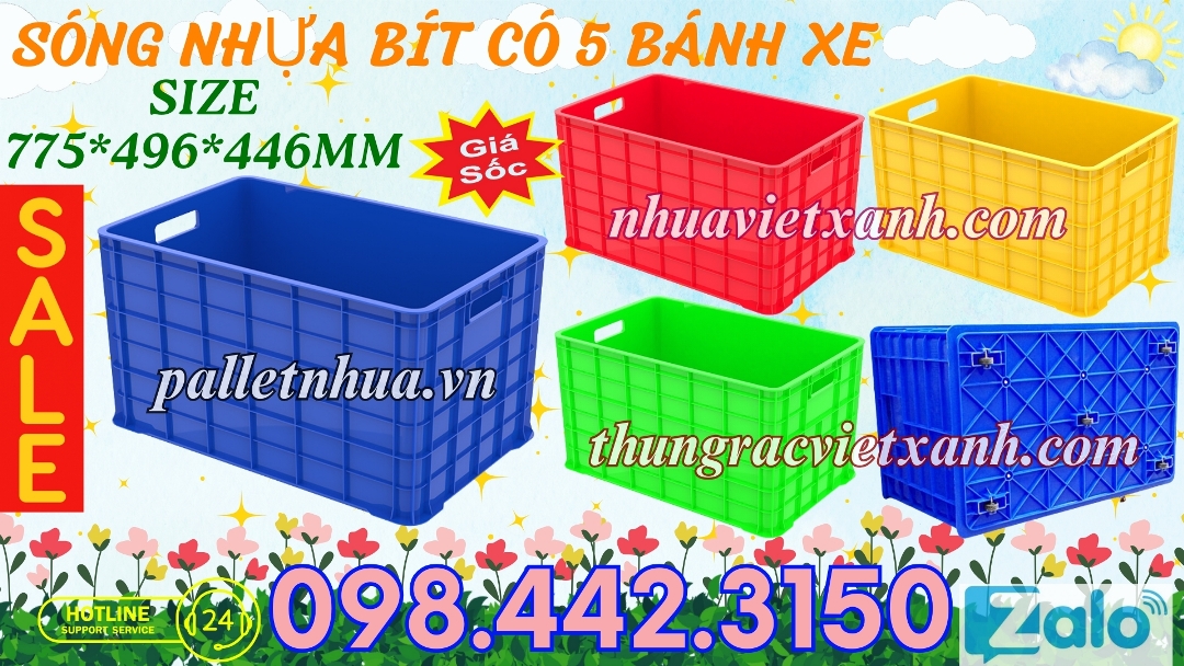 Pallet Nhựa Việt Xanh, thùng nhựa, khay nhựa, tấm lót nhựa