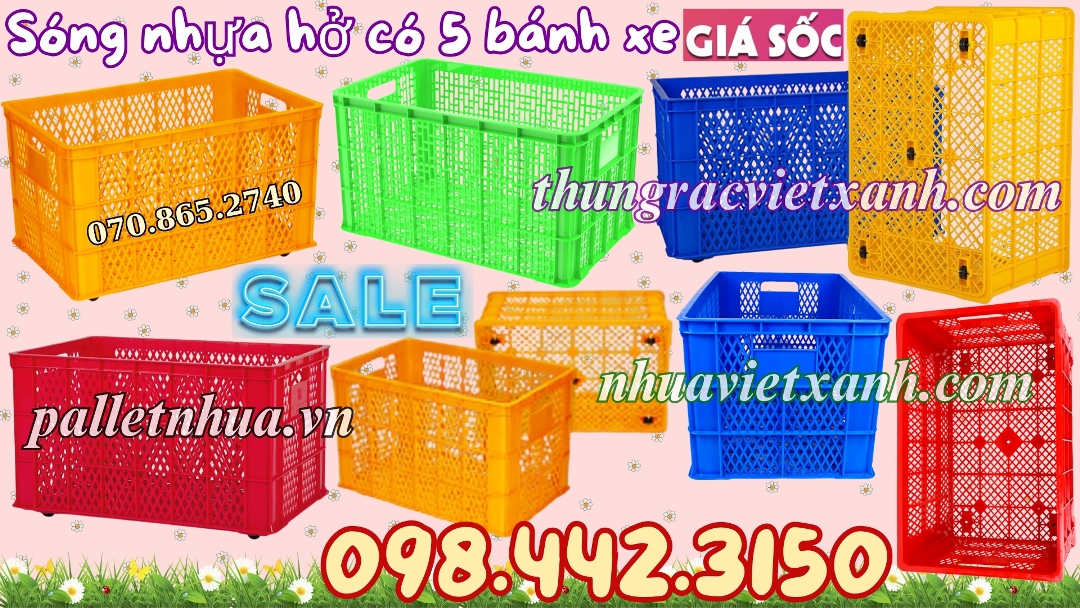 Pallet Nhựa Việt Xanh, thùng nhựa, khay nhựa, tấm lót nhựa