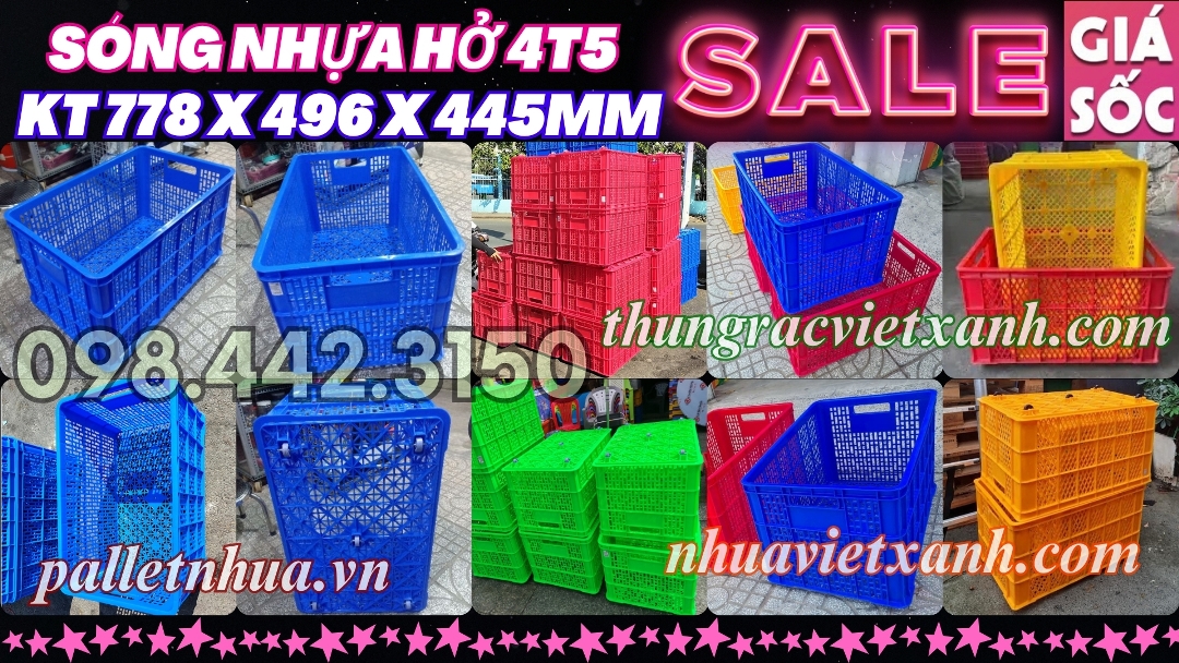 Pallet Nhựa Việt Xanh, thùng nhựa, khay nhựa, tấm lót nhựa