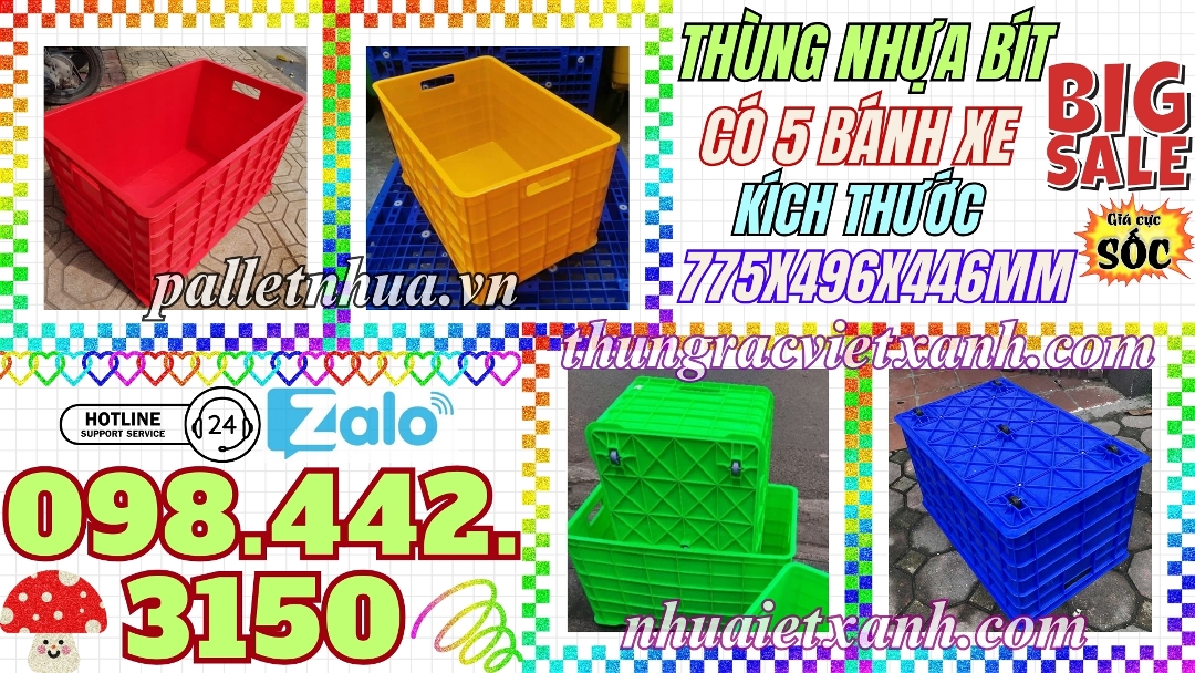 Pallet Nhựa Việt Xanh, thùng nhựa, khay nhựa, tấm lót nhựa