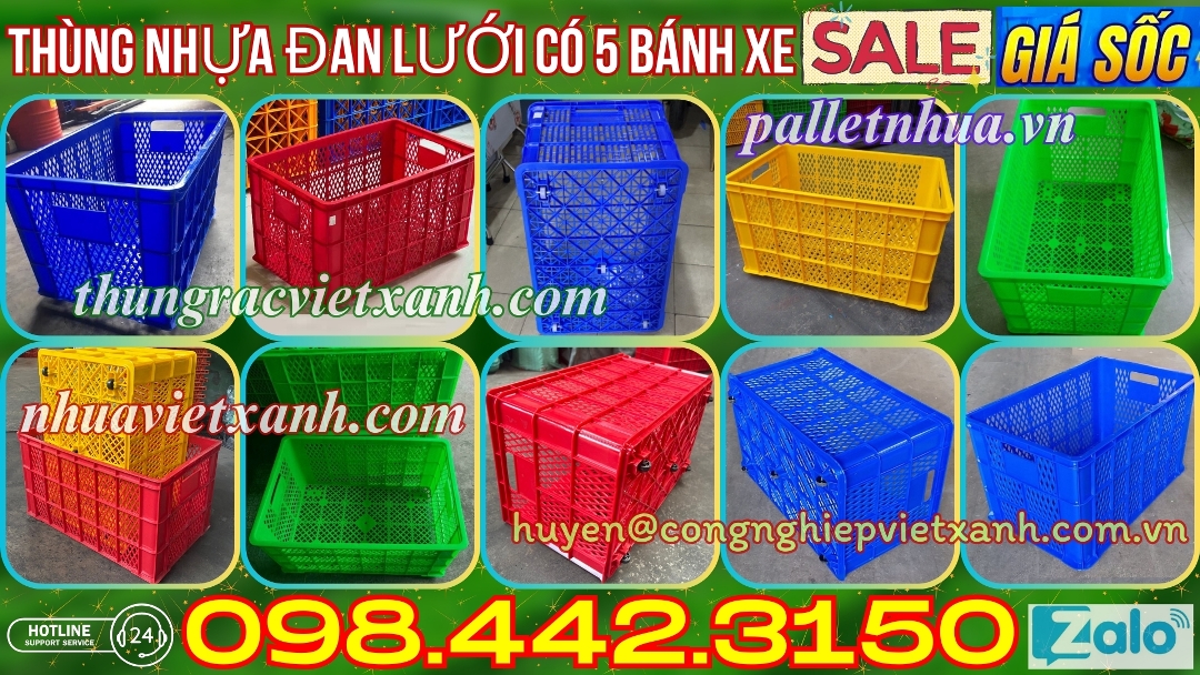 Pallet Nhựa Việt Xanh, thùng nhựa, khay nhựa, tấm lót nhựa