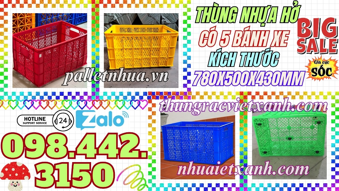Pallet Nhựa Việt Xanh, thùng nhựa, khay nhựa, tấm lót nhựa