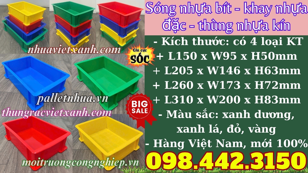 Pallet Nhựa Việt Xanh, thùng nhựa, khay nhựa, tấm lót nhựa