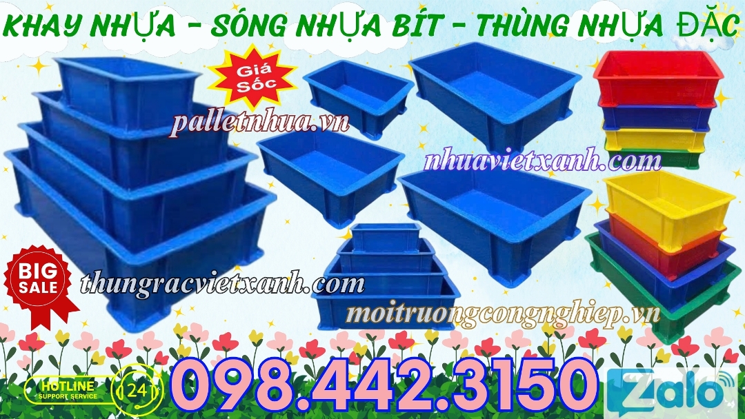 Pallet Nhựa Việt Xanh, thùng nhựa, khay nhựa, tấm lót nhựa