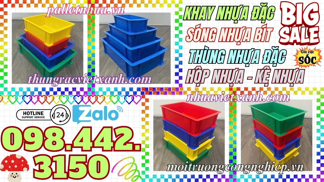 Pallet Nhựa Việt Xanh, thùng nhựa, khay nhựa, tấm lót nhựa