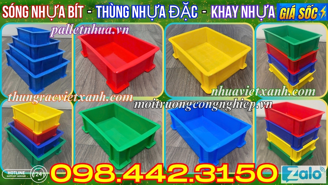 Pallet Nhựa Việt Xanh, thùng nhựa, khay nhựa, tấm lót nhựa