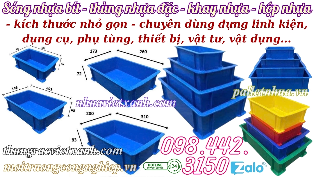 Pallet Nhựa Việt Xanh, thùng nhựa, khay nhựa, tấm lót nhựa