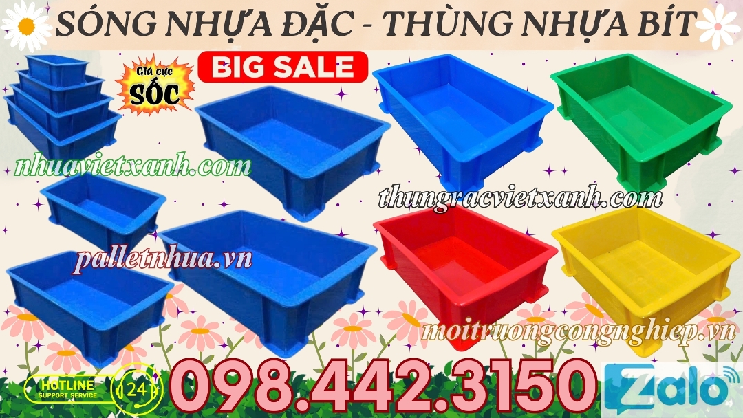 Pallet Nhựa Việt Xanh, thùng nhựa, khay nhựa, tấm lót nhựa