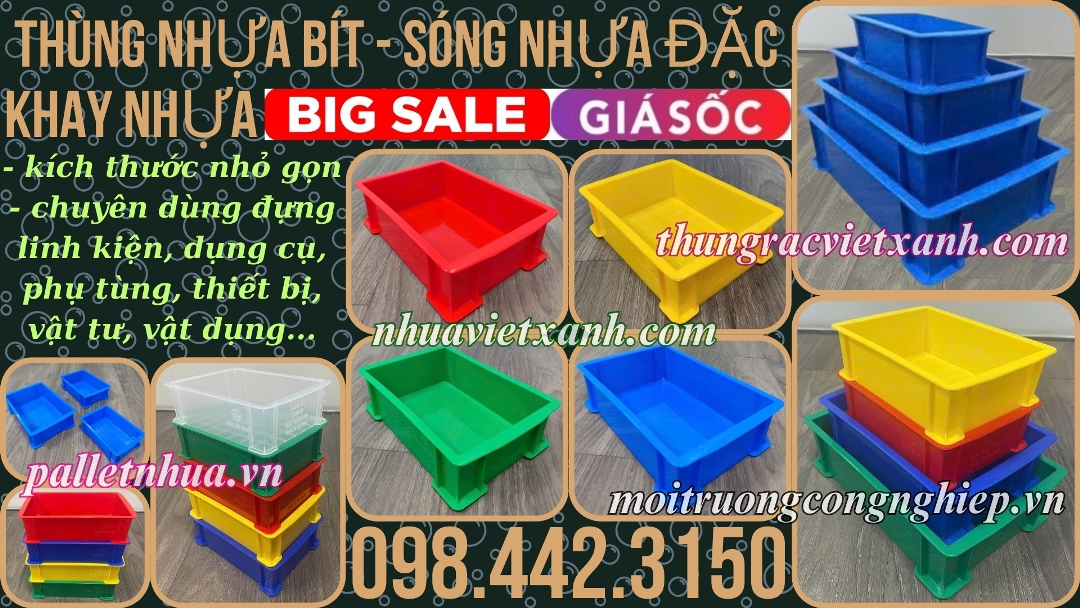 Pallet Nhựa Việt Xanh, thùng nhựa, khay nhựa, tấm lót nhựa