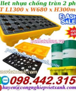 Pallet nhựa chống tràn 2 phuy cao 300mm - 17kg