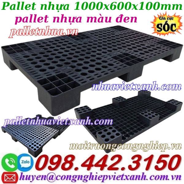 Pallet nhựa đen 1000x600x100mm